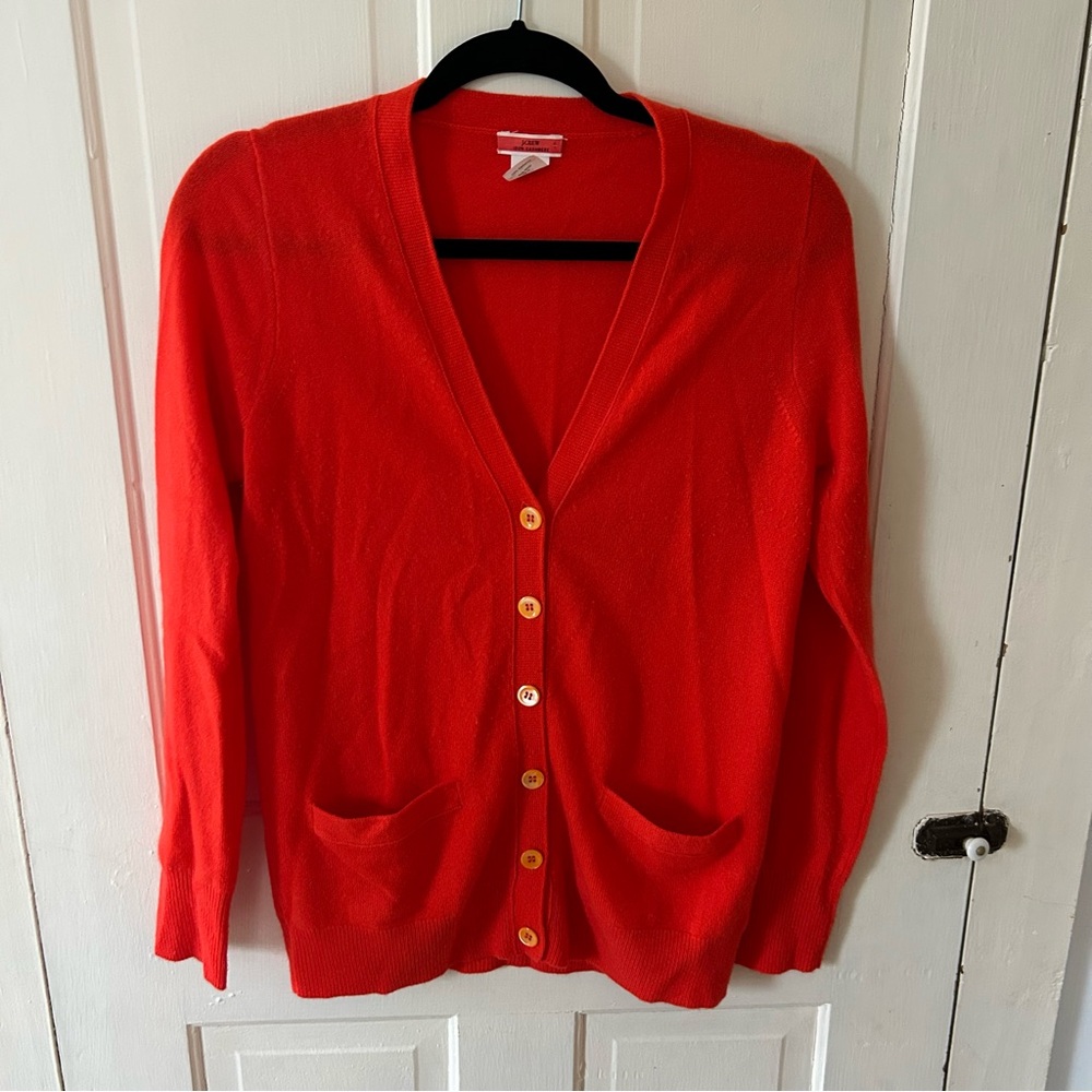 J.Crew Orange 100% Cashmere Cardigan